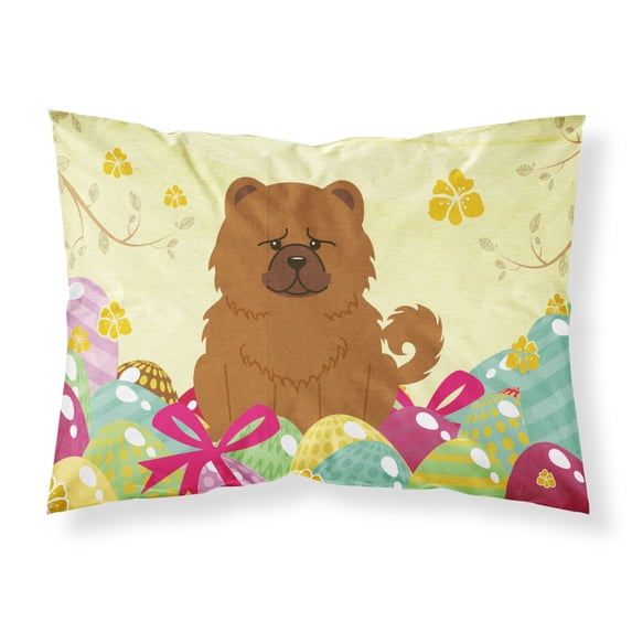 Carolines Treasures BB6142PILLOWCASE Easter Eggs Chow Chow Red Fabric Standard Pillowcase Standard multicolor