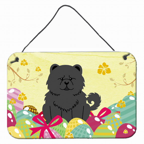 Carolines Treasures BB6143DS812 Easter Eggs Chow Chow Black Wall or Door Hanging Prints