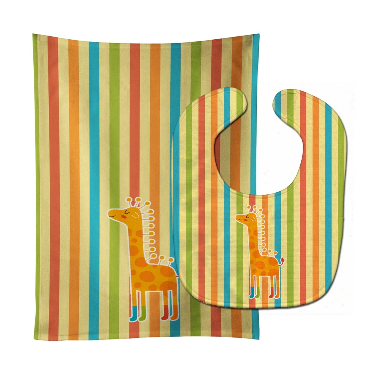 Carolines Treasures BB6747STBU Giraffe in Socks Baby Bib and Burp Cloth