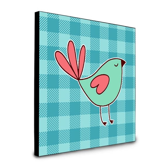 Carolines Treasures  8 x 8 x 0.625 in. Bird on Blue Plaid Artwork Panel Wall Decor