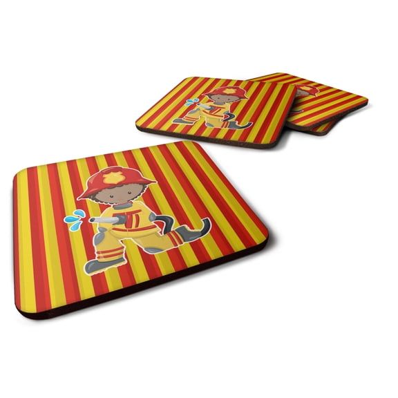 Carolines Treasures BB6996FC Fireman Boy Foam Coaster Set of 4 3 1/2 x 3 1/2 multicolor