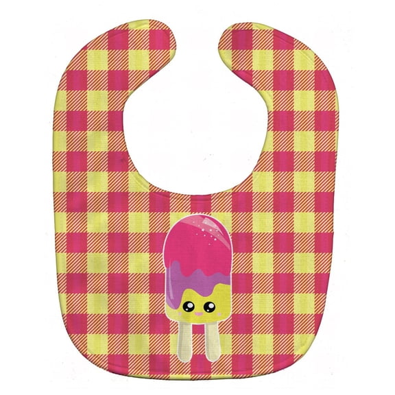Carolines Treasures BB7068BIB Ice Pop Popcicle Face Gingham Baby Bib 10 x 13" multicolor