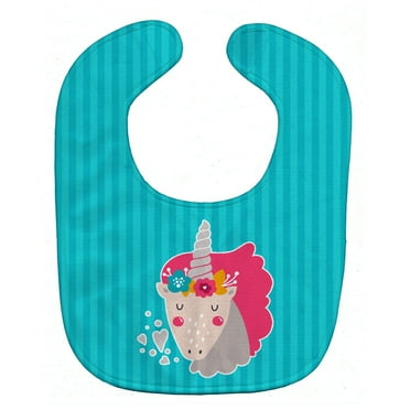 Carolines Treasures BB7140BIB Unicorn Blue Stripes Baby Bib 10 x 13" multicolor