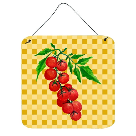 Carolines Treasures BB7194DS66 Cherry Tomato on Basketweave Wall or Door Hanging Prints 6x6 multicolor