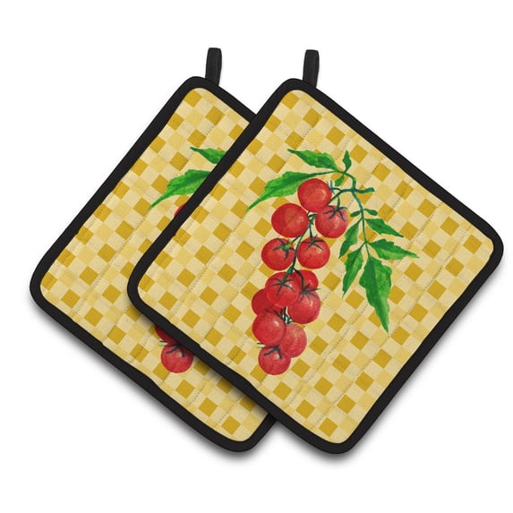 Carolines Treasures BB7194PTHD Cherry Tomato on Basketweave Pair of Pot Holders , 7.5HX7.5W, multicolor