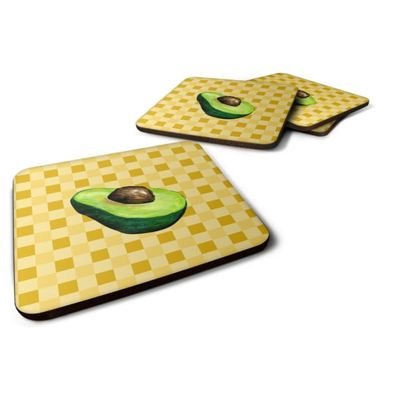 Carolines Treasures BB7221FC Sliced Avacado on Basketweave Foam Coaster Set of 4 3 1/2 x 3 1/2 multicolor