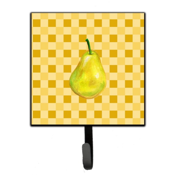Carolines Treasures BB7243SH4 Whole Pear on Basketweave Leash or Key Holder Single Hook multicolor
