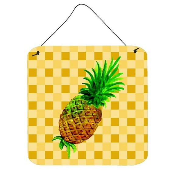 Carolines Treasures BB7246DS66 Whole Pineapple on Basketweave Wall or Door Hanging Prints 6x6 multicolor