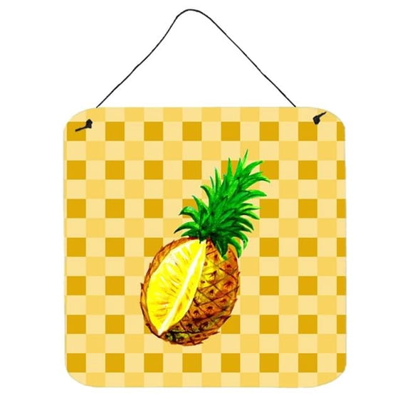 Carolines Treasures BB7247DS66 Whole Pineapple Cut on Basketweave Wall or Door Hanging Prints 6x6 multicolor