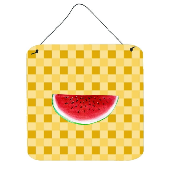Carolines Treasures BB7253DS66 Sliced Watermelon on Basketweave Wall or Door Hanging Prints 6x6 multicolor