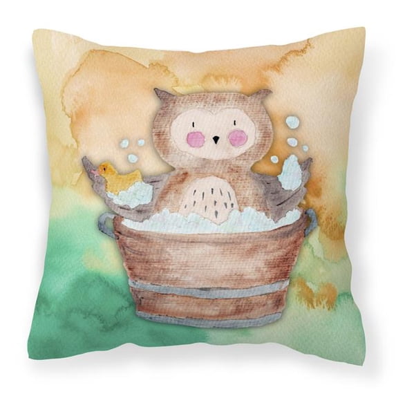 Carolines Treasures BB7342PW1818 Owl Bathing Watercolor Fabric Decorative Pillow