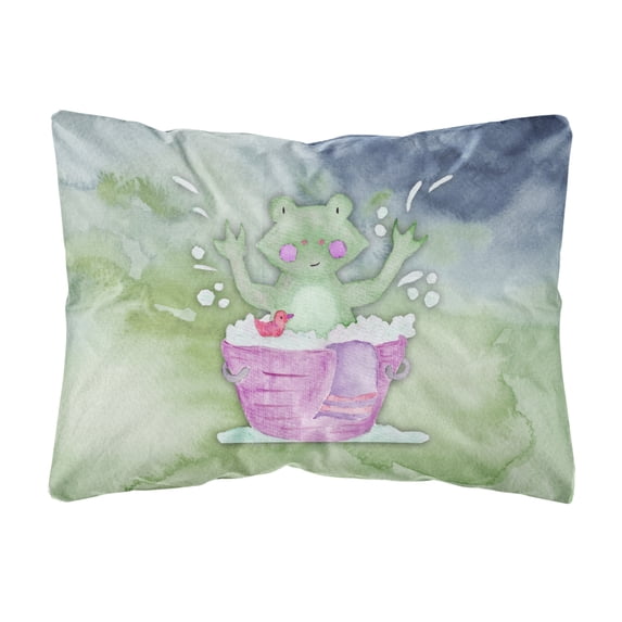 Carolines Treasures BB7343PW1216 Frog Bathing Watercolor Canvas Fabric Decorative Pillow 12H x16W multicolor