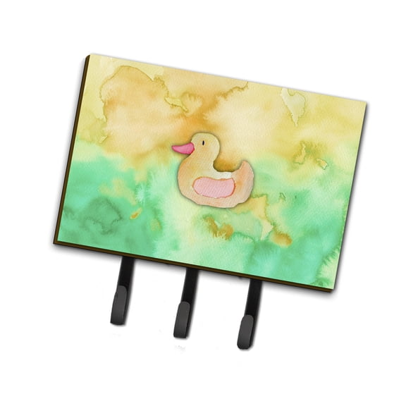 Carolines Treasures BB7351TH68 Rubber Duckie Watercolor Leash or Key Holder Triple Hook multicolor