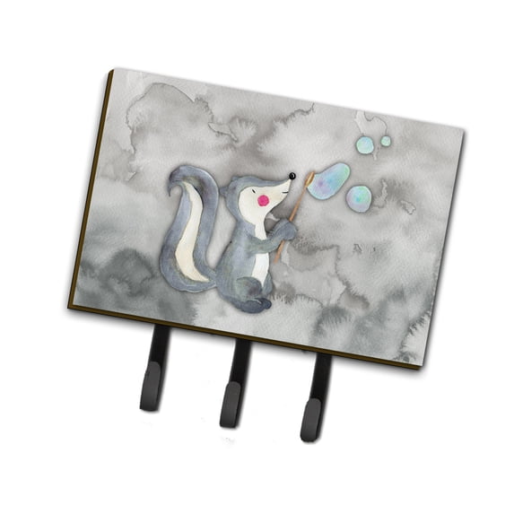 Carolines Treasures BB7352TH68 Skunk and Bubbles Watercolor Leash or Key Holder Triple Hook multicolor
