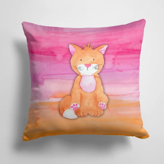Carolines Treasures BB7354PW1414 Orange Cat Watercolor Fabric Decorative Pillow 14Hx14W multicolor