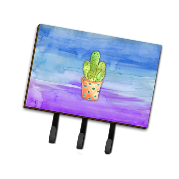 Carolines Treasures BB7363TH68 Cactus Blue and Purple Watercolor Leash or Key Holder Triple Hook multicolor