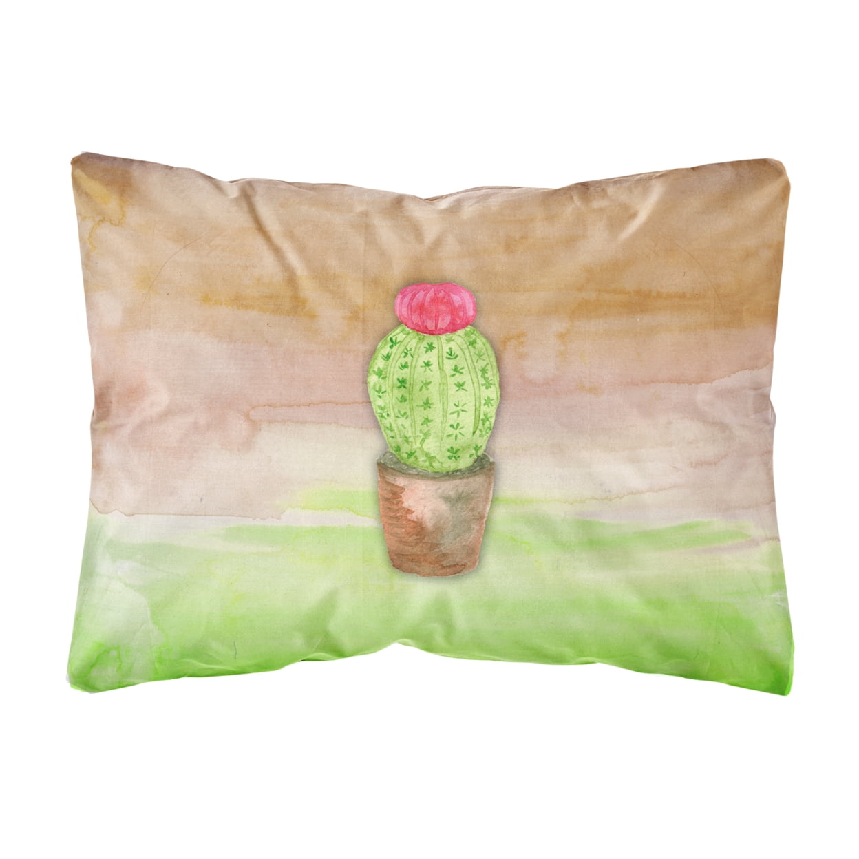 Carolines Treasures BB7365PW1216 Cactus Green and Brown Watercolor Canvas Fabric Decorative Pillow  12H x16W multicolor
