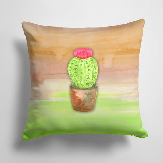 Carolines Treasures BB7365PW1414 Cactus Green and Brown Watercolor Fabric Decorative Pillow 14Hx14W multicolor