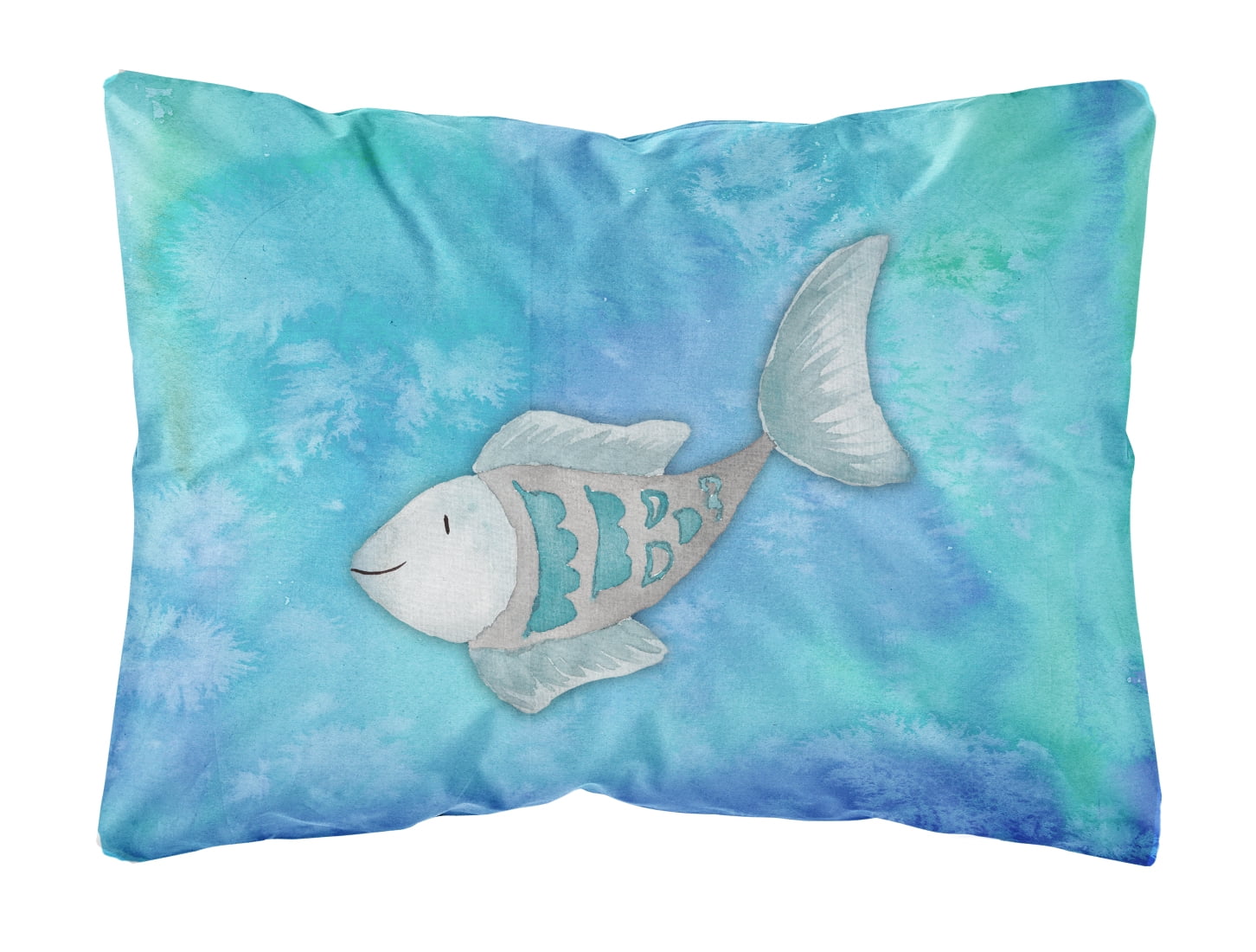 Carolines Treasures BB7386PW1216 Blue Fish Watercolor Canvas Fabric Decorative Pillow  12H x16W multicolor