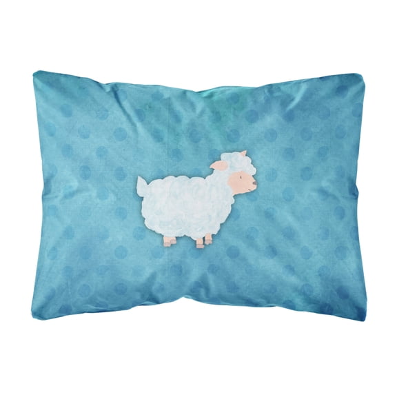 Carolines Treasures BB7390PW1216 Polkadot Sheep Lamb Watercolor Canvas Fabric Decorative Pillow 12H x16W multicolor