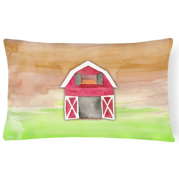 Carolines Treasures BB7409PW1216 Barn Watercolor Canvas Fabric Decorative Pillow  12H x16W multicolor