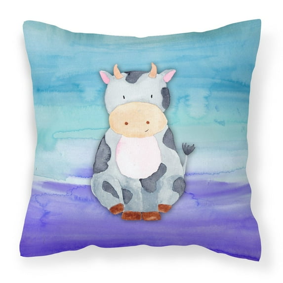 Carolines Treasures BB7412PW1414 Cow Watercolor Fabric Decorative Pillow 14Hx14W multicolor