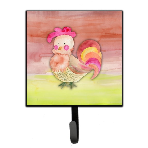 Carolines Treasures BB7417SH4 Rooster Watercolor Leash or Key Holder Single Hook multicolor