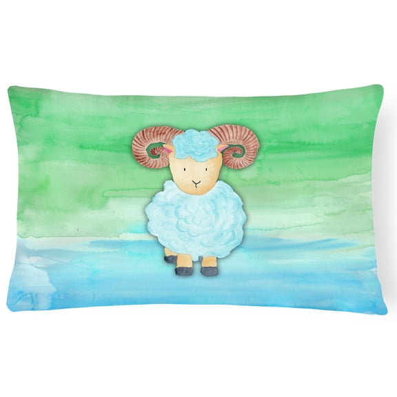 Ram Sheep Watercolor Canvas Fabric Decorative Pillow