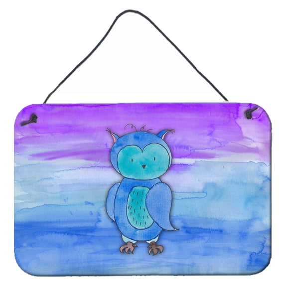 Carolines Treasures BB7426DS812 Blue Owl Watercolor Wall or Door Hanging Prints 8x12 multicolor