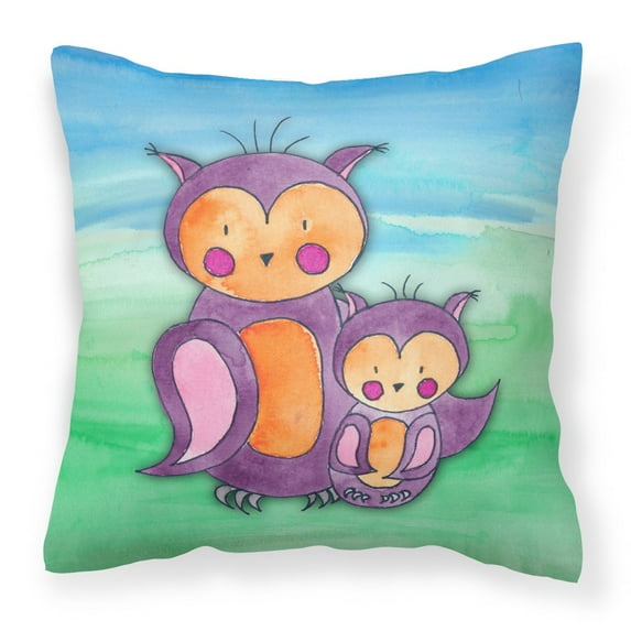 Carolines Treasures BB7430PW1818 Momma and Baby Owl Watercolor Fabric Decorative Pillow  18H x18W multicolor