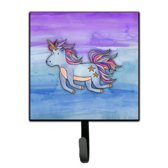 Carolines Treasures BB7433SH4 Blue Unicorn Watercolor Leash or Key Holder Single Hook multicolor