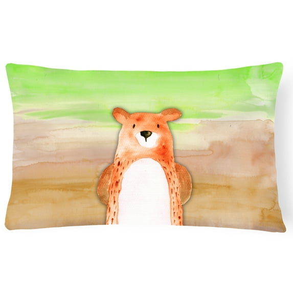 Carolines Treasures BB7434PW1216 Bear Watercolor Canvas Fabric Decorative Pillow  12H x16W multicolor
