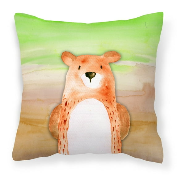 Carolines Treasures BB7434PW1414 Bear Watercolor Fabric Decorative Pillow 14Hx14W multicolor