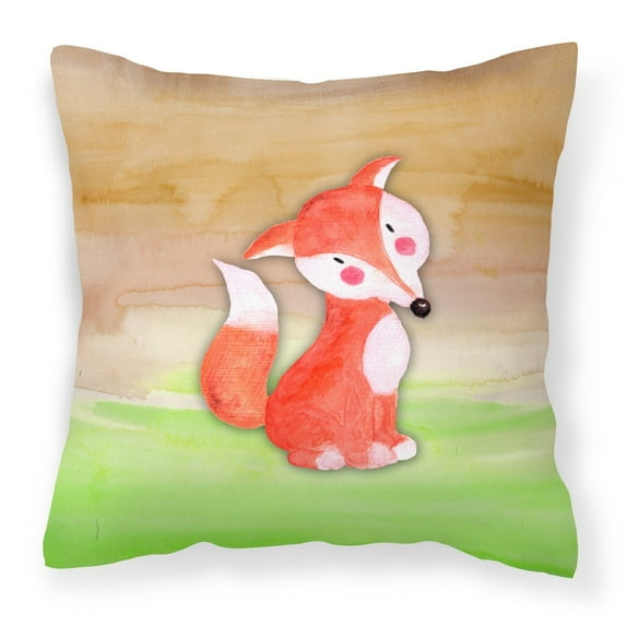 Carolines Treasures BB7436PW1818 Fox Watercolor Fabric Decorative Pillow 18H x18W multicolor