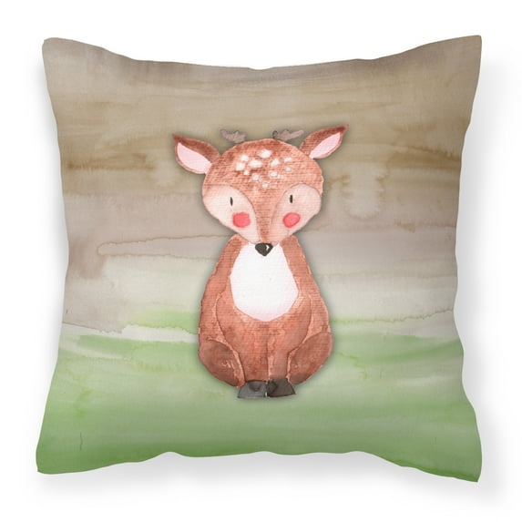 Carolines Treasures BB7442PW1414 Baby Deer Watercolor Fabric Decorative Pillow