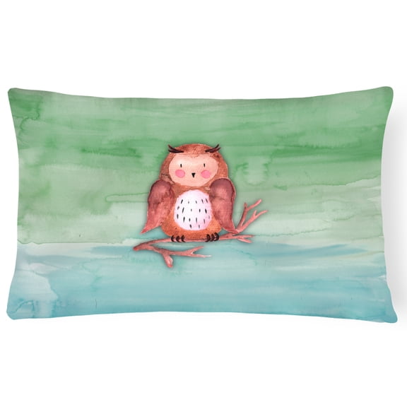 Carolines Treasures BB7443PW1216 Brown Owl Watercolor Canvas Fabric Decorative Pillow  12H x16W multicolor