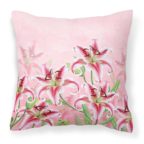 Carolines Treasures BB7446PW1818 Pink Lillies Fabric Decorative Pillow 18H x18W multicolor