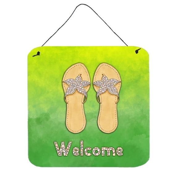 Carolines Treasures BB7454DS66 Flip Flops Welcome Wall or Door Hanging Prints 6HX6W multicolor