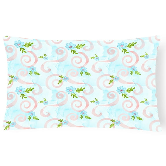 Carolines Treasures BB7482PW1216 Watercolor Blue Flowers and Swirls Canvas Fabric Decorative Pillow 12H x16W multicolor