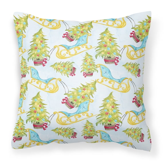 Carolines Treasures BB7486PW1818 Christmas Tree and Sleigh Fabric Decorative Pillow  18H x18W multicolor