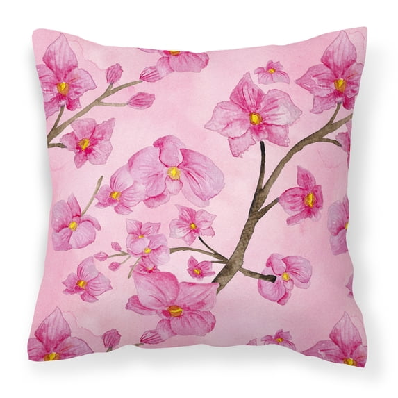 Carolines Treasures BB7505PW1414 Watercolor Pink Flowers Fabric Decorative Pillow 14Hx14W multicolor