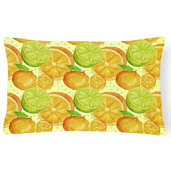 Carolines Treasures BB7517PW1216 Watercolor Limes and Oranges Citrus Canvas Fabric Decorative Pillow 12H x16W