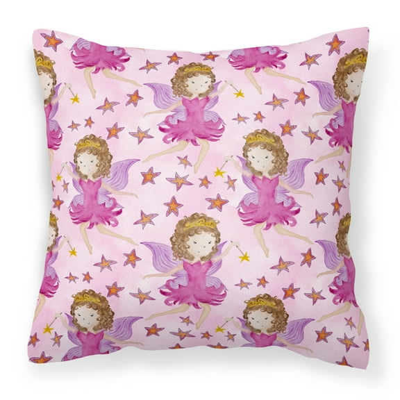 Carolines Treasures BB7547PW1818 Watercolor Fairy Princess on Pink Fabric Decorative Pillow 18H x18W multicolor