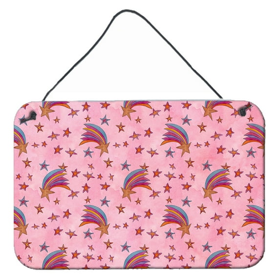 Carolines Treasures BB7548DS812 Watercolor Shooting Stars on Pink Wall or Door Hanging Prints  8x12 multicolor