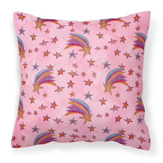 Carolines Treasures BB7548PW1414 Watercolor Shooting Stars on Pink Fabric Decorative Pillow 14Hx14W multicolor