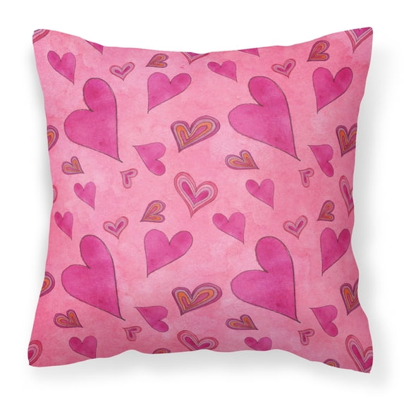 Carolines Treasures BB7550PW1818 Watercolor Love and Hearts Fabric Decorative Pillow  18H x18W multicolor