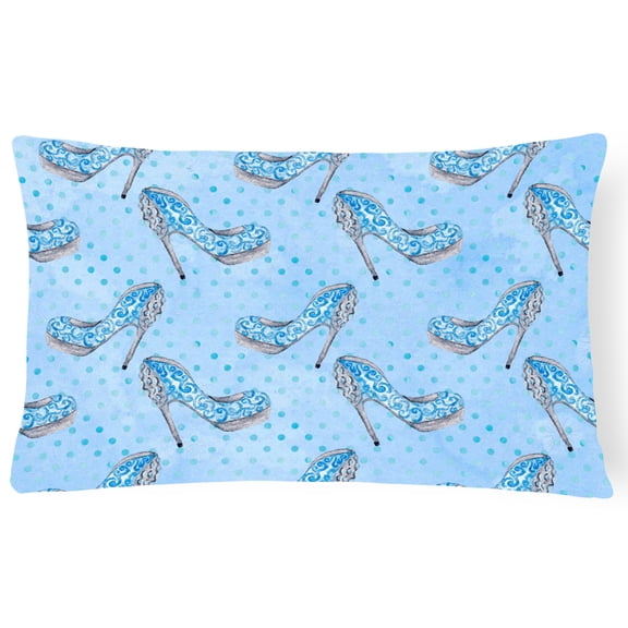 Carolines Treasures BB7554PW1216 Watercolor Cinderella Shoe in Blue Canvas Fabric Decorative Pillow 12H x16W multicolor