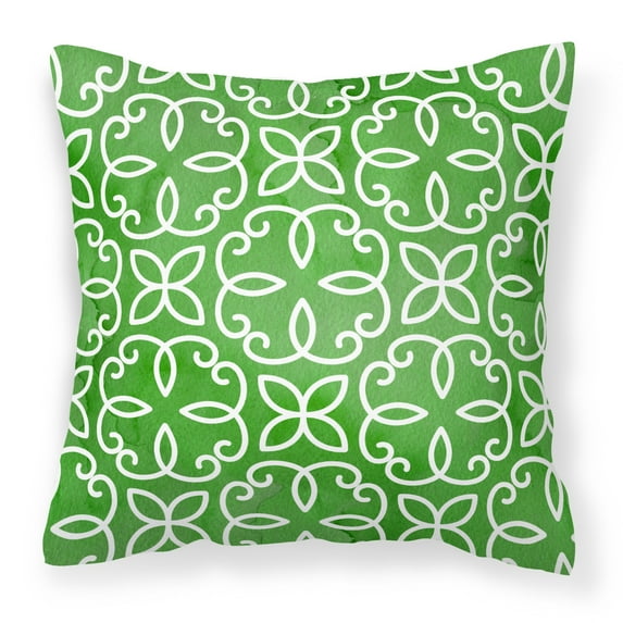 Carolines Treasures BB7556PW1818 Watercolor Geometric Cirlce on Green Fabric Decorative Pillow  18H x18W multicolor