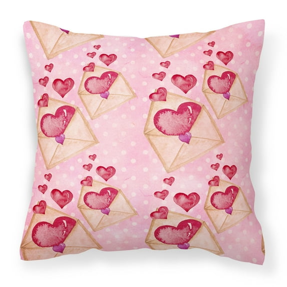 Carolines Treasures BB7568PW1818 Watercolor Pink Love Letter Fabric Decorative Pillow 18H x18W multicolor