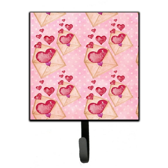 Carolines Treasures BB7568SH4 Watercolor Pink Love Letter Leash or Key Holder Single Hook multicolor